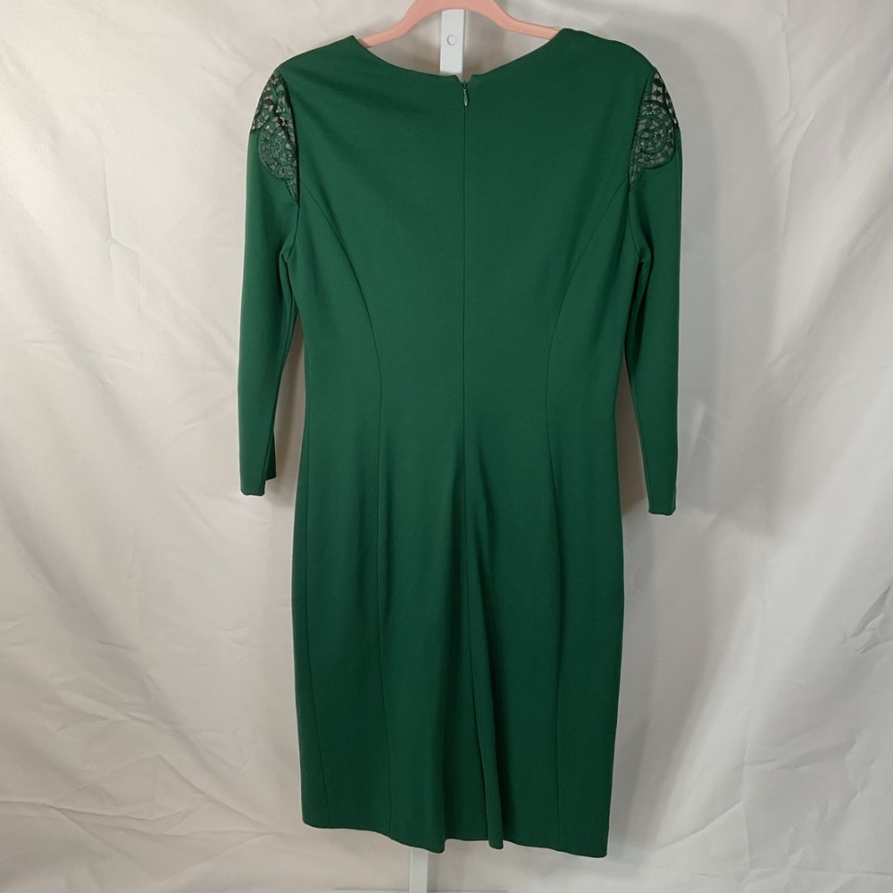 ANTONIO MELANI Emerald Green Long-Sleeve Dress with Beaded Lace Shoulders - Picture 4 of 7